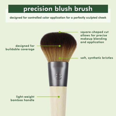EcoTools Precision Blush Makeup Brush, Cheek Blush Brush, For Loose or Pressed Powder, Also Works With Bronzer, Eco-Friendly Face Makeup Brush, Vegan &amp; Cruelty-Free, Synthetic Bristles, 1 Count