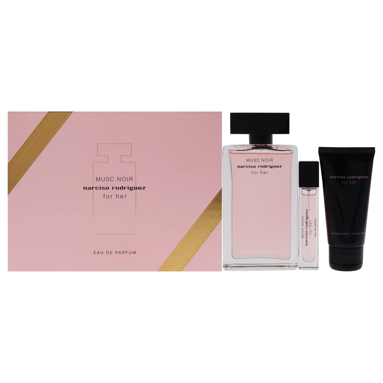 Narciso Rodriguez Musc Noir For Women 3 Piece Set (3.3 Ounce Eau De Parfum Spray 1.6 Ounce Body Lotion 0.33 Eau De Parfum Spray)