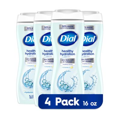 Dial Body Wash, Healthy Hydration, 16 fl oz (Pack of 4)
