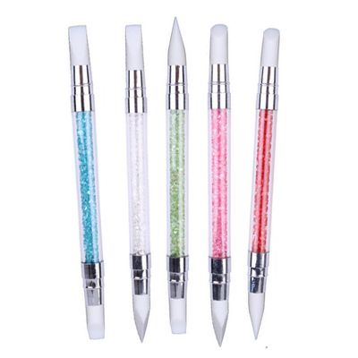 5 Pcs Nail Art Sculpture Pen Dual Tipped Silicone Nail Tools Nail Art Silicone Brushes for Design Nail Carving Drawing Shaping Effect