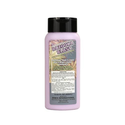 Zenex Bazooka Blast Hand Soap - Industrial Hand Cleaner | Heavy-Duty Shop Soap | Pumice-Powered Grease &amp; Grime Remover | Berry Cherry Scent | Moisturizing | 400 ml (1 Count)