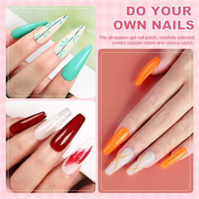 PEACECOLOR 53PCS Gel Nail Polish Kit with U V Light and Drill 35 Colors Gel Polish Nail Kit All Season Soak Off Polish Set with Matte Glitter Glossy Top Coat Manicure Tools DIY Home Women