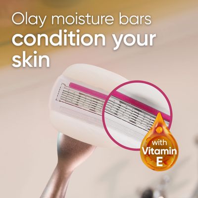 Gillette Venus Comfortglide plus Olay Sugarberry Womens Razor with Rose Gold Metal Handle 4 Blade Refills