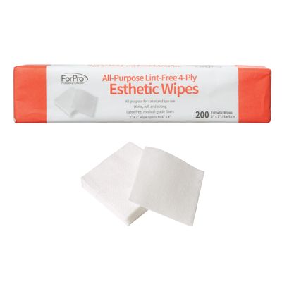 ForPro Professional Collection All-Purpose Lint-Free 4-Ply Esthetic Wipes, for Salon and Spa Use, Soft, Strong and Durable, Latex-Free, 2 x 2, 200-Count