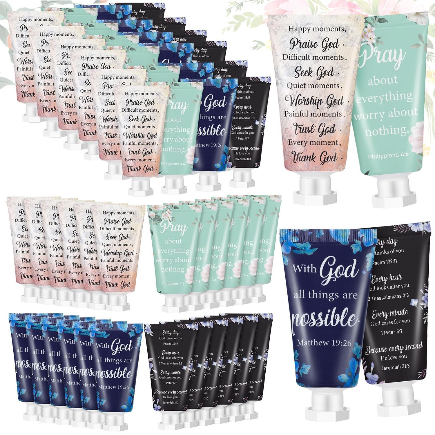 Sacubee 12 Pcs Christian Hand Cream Bulk for Women Mothers Day Church Gifts in Bulk Bible Travel Hand Lotion for Dry Hands Bible Verse Hand Lotion for Mom Grandma Holiday mothers day Gift
