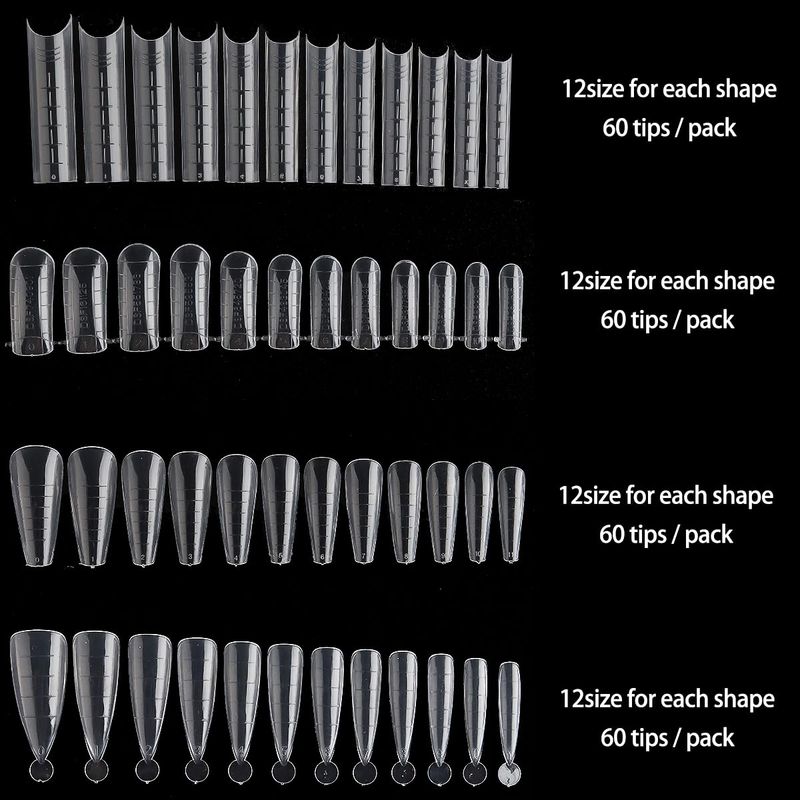 Dual Nail Form Kit, 480pcs Dual Forms for Polygel, Stiletto Coffin Ballerina Nail Extension Forms, 10pcs Nail Clips With Nail Gel Brush Pen Nail Files Buffer, Nail Extension Kit for Beginner