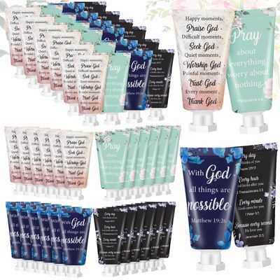 Sacubee 12 Pcs Christian Hand Cream Bulk for Women Mothers Day Church Gifts in Bulk Bible Travel Hand Lotion for Dry Hands Bible Verse Hand Lotion for Mom Grandma Holiday mothers day Gift