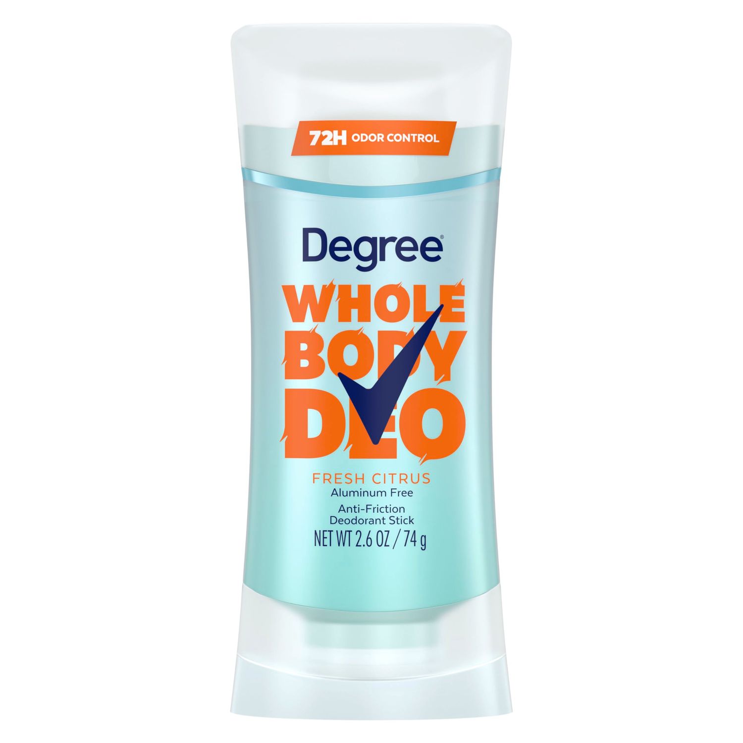 Degree Women Whole Body Deodorant Stick, Fresh Citrus Scent, Glides on Clear Absorbs Sweat, Aluminum Free 72H Odor Protection 2.6 oz