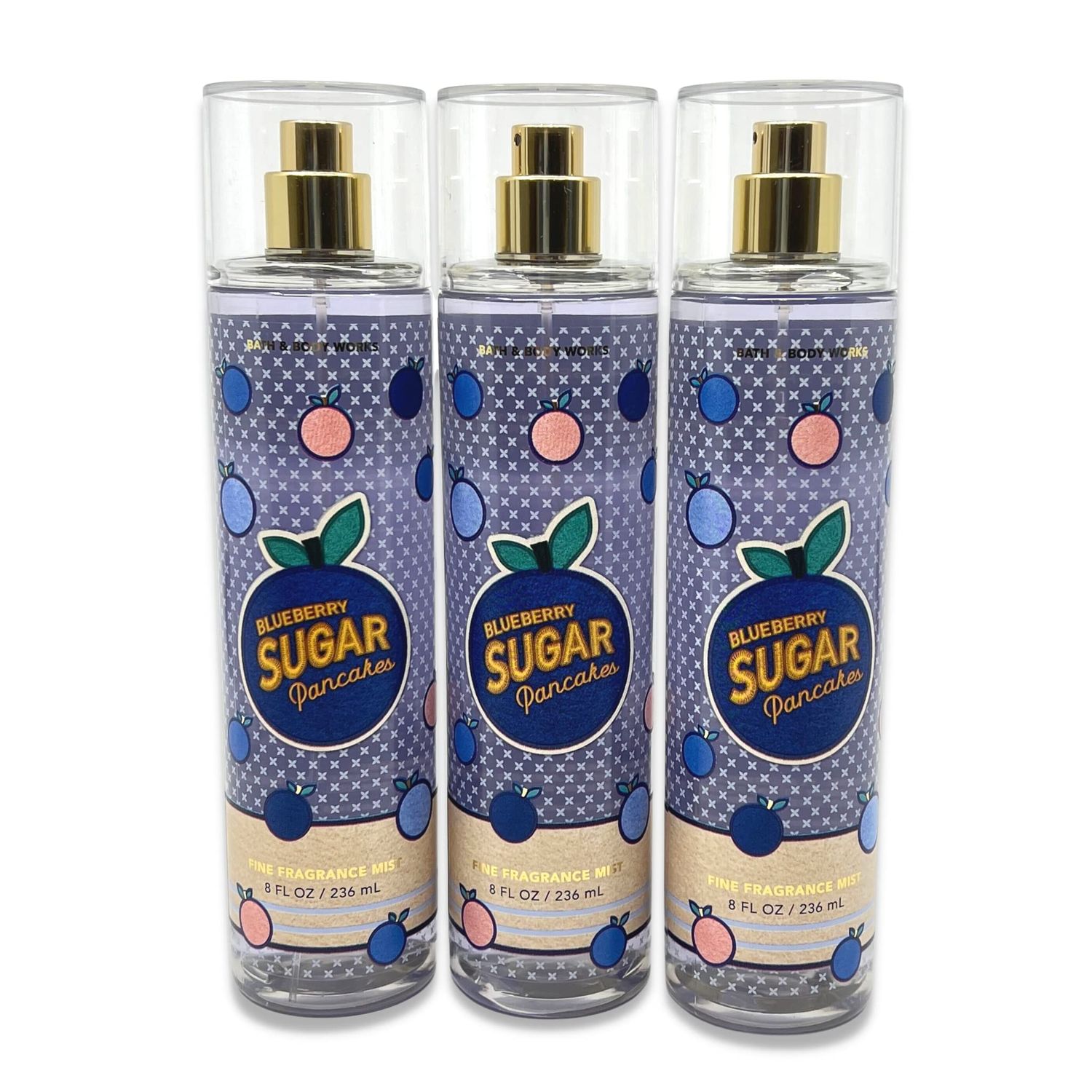 Bath &amp; Body Works Blueberry Sugar Pancakes Fine Fragrance Mist - Lot of 3
