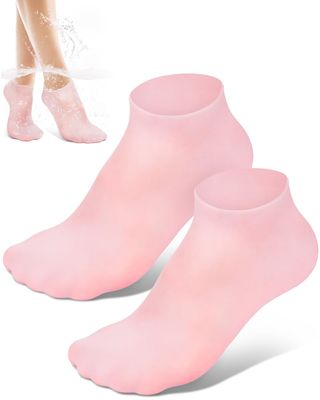 Golbylicc Silicone Moisturizing Socks for Women Dry Cracked Feet, Soft Gel Rubber Socks, Women Foot Care Spa Pedicure Silicone Socks for Cracked Heel and Softening Rough Skin, Calluses (1 Pair)