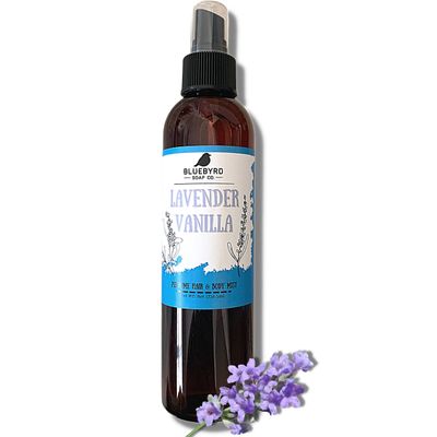 BLUEBYRD Soap Co. Lavender Vanilla Fragrance for Hair and Body | Alcohol Free Hair Perfume | Perfumed Hair and Body Mist -Sweet Vanilla &amp; Relaxing Lavender Scent | Clean Beauty, Vegan, Free of Para...