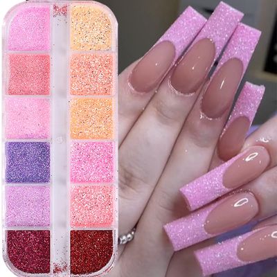 Sugar Glitter Powder for Nails - 36 Colors Iridescent Nail Art Glitter Sugar Coating Effect Dazzling Nails Dipping Powder Loose White Rainbow Glitter Nail Decorations DIY Dust for Manicure 3Boxes