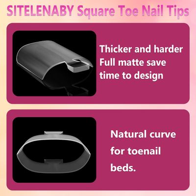 Square Toe nail Tips,SITELENABY Soft Gel False Toenails Extension Kit, Square False Soft Gel Full Cover Toe Nail Tips 15 Sizes,180pcs Pre-shape Acrylic Big Toenails Tips For Nail Extension Home DIY