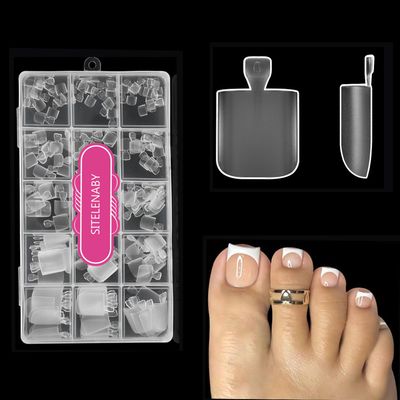 Square Toe nail Tips,SITELENABY Soft Gel False Toenails Extension Kit, Square False Soft Gel Full Cover Toe Nail Tips 15 Sizes,180pcs Pre-shape Acrylic Big Toenails Tips For Nail Extension Home DIY