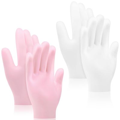 Sibba 2 Pairs Silicone Moisturizing Gloves Spa Gel Hydrating Gloves Womens Hand Care Gloves, Anti Slip Aloe Lotion Gloves for Repairing Dry Hand, Calluses, Cracked Heels and Softening Rough Skin