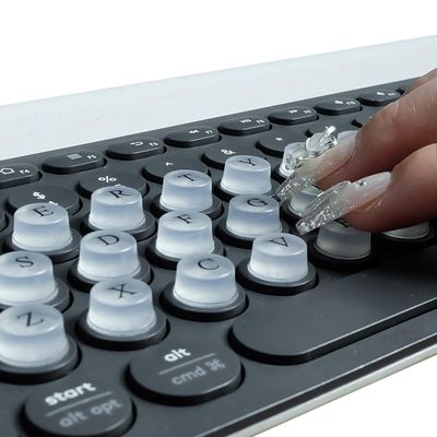 Raised Keyboard Sticker with DIY Character Decals for Nail Art Typing, Adhesive Silicone Keycap Pad with Alphanumeric Decals for Long Nails Gaming