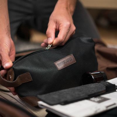 MANSCAPED The Shed Mens Premium Quality Toiletry Bag, PU Leather Dopp Kit, Bathroom Travel Bag, Shaving Kit Case, Trimmer Tool Organizer