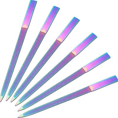 Mudder 6 Pcs Diamond Nail File for Women Men Stainless Steel Metal Double Side Nail Buffer Sapphire Rainbow Emery Boards Manicure Tool Fingernail Care Tool for Salon Home and Travel Use