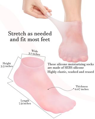 Golbylicc Silicone Moisturizing Socks for Women Dry Cracked Feet, Soft Gel Rubber Socks, Women Foot Care Spa Pedicure Silicone Socks for Cracked Heel and Softening Rough Skin, Calluses (1 Pair)