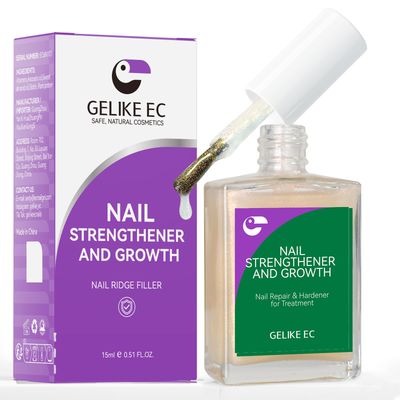 Women Nail Strengthener Protein for Daily: Glittering Pearl 15ml Gelike EC 6 in 1 Nail Treatment for Weak and Damaged Nails Everyday - Nail Polish Hardener for Home Salon Travel Spa Gift