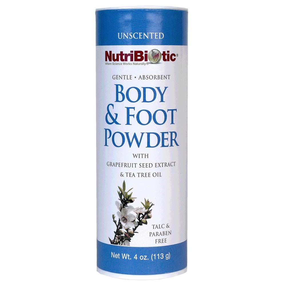 NutriBiotic - Body &amp; Foot Powder, Unscented, 4 Oz | with Grapefruit Seed Extract &amp; Tea Tree Oil | Vegan &amp; Non-GMO | Talc, Paraben &amp; Gluten Free | Gentle &amp; Absorbent