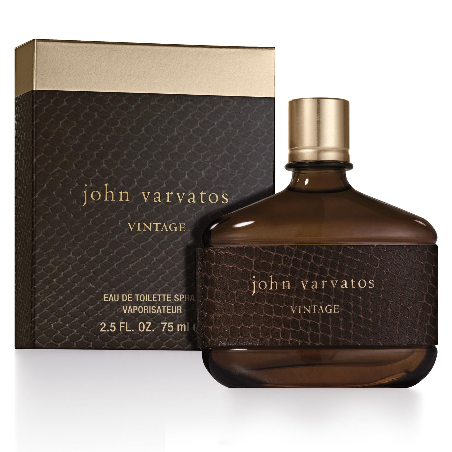 John Varvatos Mens Cologne, Vintage Eau de Toilette EDT Spray, Aromatic Chypre Scent with Notes of Quince Paste, Patchouli &amp; Tobacco Leaf, 2.5 fl oz