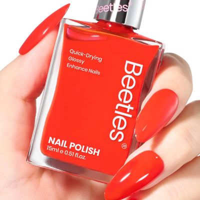 Beetles Red Nail Polish-1Pcs 15ml Fast Drying &amp; Long Lasting Nail Polish Scarlet Red Nail Lacquer Glossy Finish Nail Art Design for Women,0.51 FL OZ