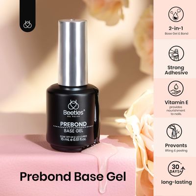beetles Gel Polish Gel Base Coat, 15ml Prebond Base Gel Nail Polish Long Lasting Soak Off U V Nail Lamp Base Coat Upgraded Formula for Salon DIY Nail Art Design Manicure Gifts for Women