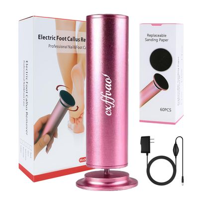 CXffvaO Electric Foot File Callus Remover, Callus Remover for Feet with 60 Pcs Sandpaper Discs, Adjustable Speed Foot File Electric, Professional Pedicure Tools for Dead Skin Calluses, Rose Pink