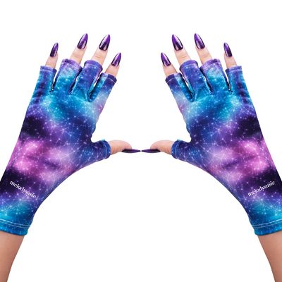 MelodySusie UV Gloves for Nails, UV Lamp Gloves for Manicures Protection, Starry Night Gel Manicure Gloves, Nail Art Skin Care Fingerless UV Shield Gloves