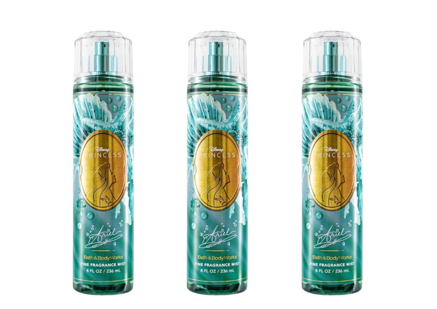 Bath &amp; Body Limited Edition Princess riel Fine Fragrance Body Mist 8 fl oz (236 ml) - Womens Light Perfume Spray | Ocean-Inspired Scent | Set of 3 Bottles