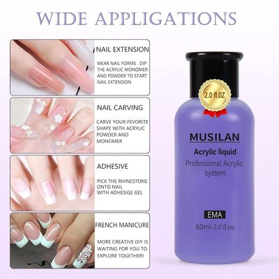 MUSILAN Monomer Acrylic Nail Liquid 6oz for Acrylic Powder - Professional 180ml Monomer Nail Liquid Powder Extension 3D Nail Art - MMA Free,Quick Dry Time,Non-Yellowing