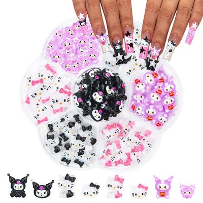 80PCS Kawaii Nail Charms Cute Nail Charms Nail Art Stickers 3D Resin Charms Nail Art Decorations Supplies for Acrylic Nails DIY