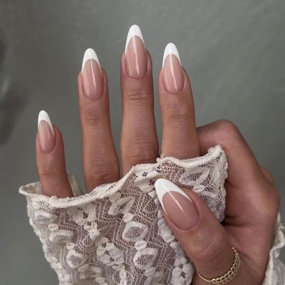 Gentle Claws Press On Nails | White Tip Nude Nails, Medium Almond Shaped French Tip Press On Nails for Women and Girls, 24 Pcs Reusable White Nude Fake Nails (Paris)