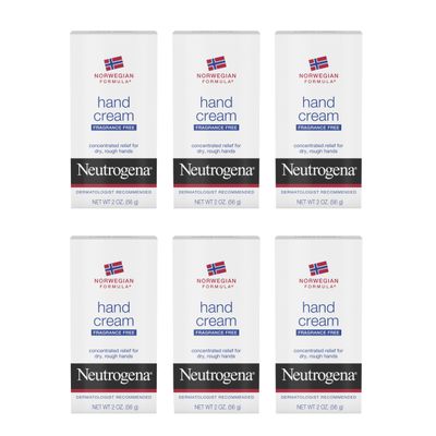 Neutrogena Norwegian Formula Moisturizing Hand Cream Formulated with Glycerin for Dry, Rough Hands, Fragrance-Free Intensive Hand Lotion, 2 oz, 6 Pack