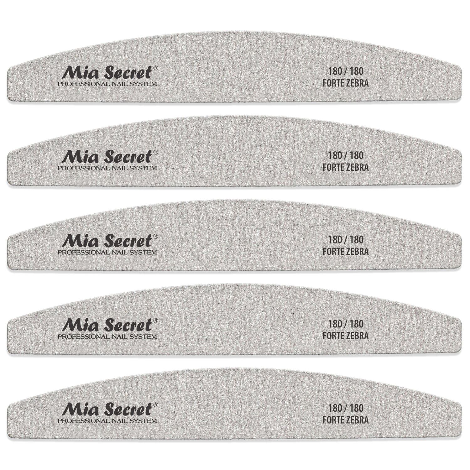 Forte Zebra Halfmoon Nail File 180/180 Blue Center 5 pack