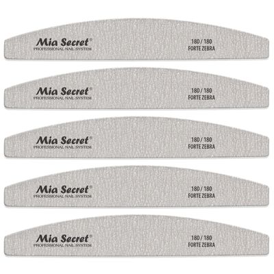 Forte Zebra Halfmoon Nail File 180/180 Blue Center 5 pack