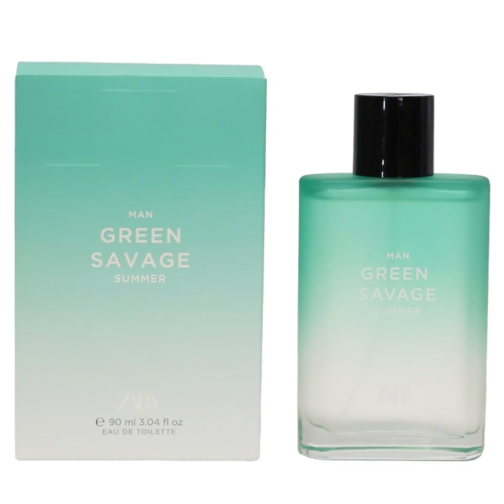 Zara Green Savage Summer Mens Perfume EDT Eau de Toilette 90ML (3.04 fl. oz) Fresh &amp; Vibrant Scent with Bergamot, Tonka Bean &amp; Sandalwood Bright &amp; Warm Fragrance for Summer
