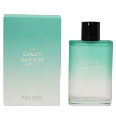 Zara Green Savage Summer Mens Perfume EDT Eau de Toilette 90ML (3.04 fl. oz) Fresh &amp; Vibrant Scent with Bergamot, Tonka Bean &amp; Sandalwood Bright &amp; Warm Fragrance for Summer