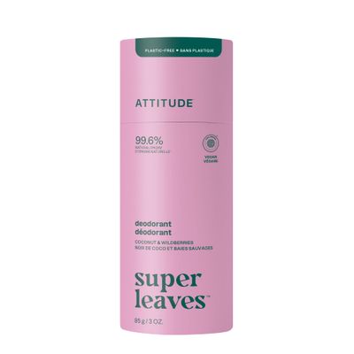 ATTITUDE Plastic-Free Deodorant, EWG Verified, Aluminum Free, Vegan Naturally Sourced Body Deodorants for Women &amp; Men, Dermatologically Tested, White Tea Leaves, 3 Ounces