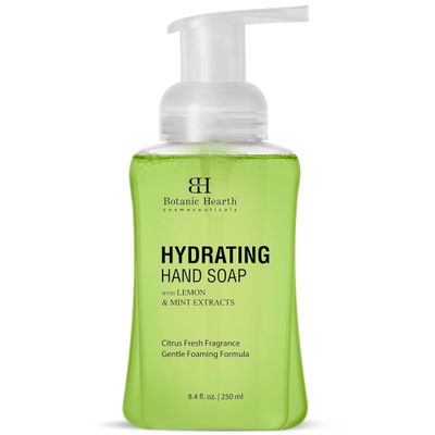 Botanic Hearth Advanced Care Hydrating Foaming Hand Soap with Castor Oil, Lemon Peel Extract &amp; Peppermint | Gentle &amp; Hydrating for Dry Hands | Liquid Handwash | 8.4 fl oz