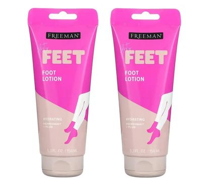 Freeman Flirty Feet Hydrating Foot Lotion, Peppermint and Plum, 5.3 Fl Oz, Pack of 2
