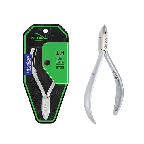 NGHIA Cuticle Nipper - D-04 JAW 14 | Stainless Steel | Durable and Sharp | Ergonomic Design | Grey Plated | Ideal for Salons and Home Use