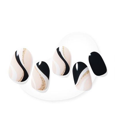 Dashing Diva Glaze Nail Strips - Midnight Swirl | Works With Any LED Lamp | Long Lasting, Chip Resistant, Semicured Gel | 34 Salon Quality Nude Nails, 1 Prep Pad, 1 File