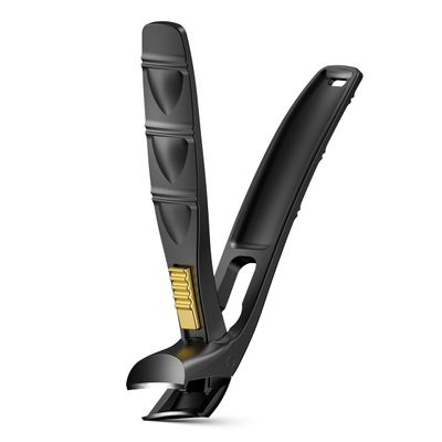 BALUCA Curved Cutting Jaw Toenail Clippers for Seniors for Thick Toenails, Ergonomic Large Toe Nail Clippers for Men, Long Handle Fingernail Clipper Cutter with Catcher - Black