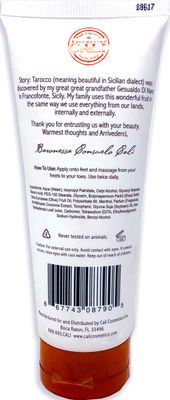 Baronessa Cali Tarocco Sicilian Blood Orange Foot Cream - Refreshing and Moisturizing - 4 Ounce