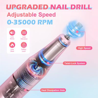 RALAMOND Electric Nail File Professional,35000 RPM for Acrylic Gel Polishing Removing with Nail Drill, Lightweight Nail kit Portable Rechargeable Nail File Manicure for Salon & Home (Multicolor)