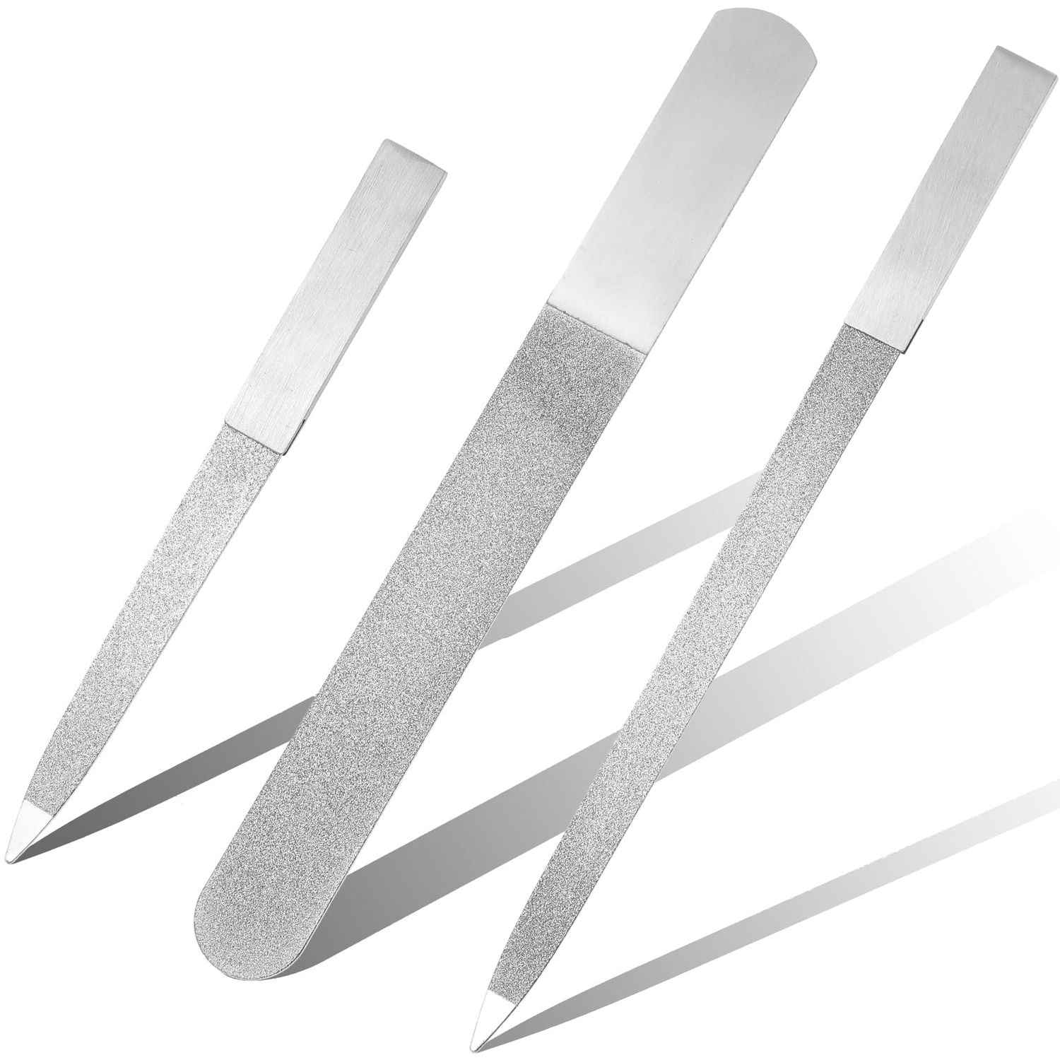 Diamond Deb Nail File 3PCS Nail Files Metal Sapphire Buffer Finger Nails File Stainless Steel Thin Durable Double Sided Manicure Pedicure Toenails Fingernail Files Tools for Women Men