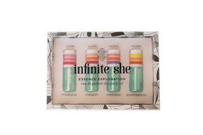 Infinite She Essence Exploration Eau de Parfum Discovery Set of 4 - Fearless, Vibrant, Inspired &amp; Empowered Fragrances - Womens Fragrance, Portable Roll On Perfume Gift Set, Vegan and Paraben Free