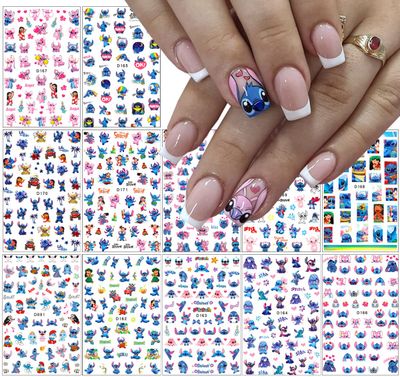 Nail Art Stickers Cute Cartoon Nail Decals 3D Self Adhesive Nails Art Supplies Cartoon DIY Nail Designs Sticker Luxury Designer Nails Stickers for Girls Women Decorations 12 Sheets